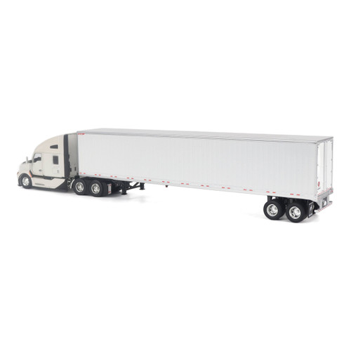 1/50 Diecast Masters Kenworth T680 Next-Gen 76in-High-Roof Sleeper-Cab Tandem Tractor with Great Dane Champion 53ft Dry Cargo Trailer (White) Diecast Model