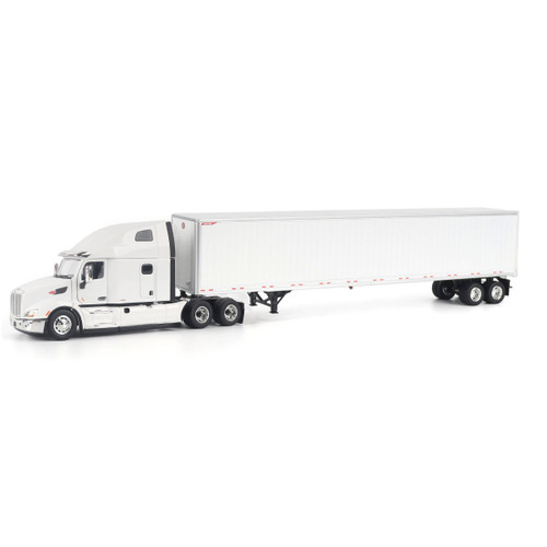 1/50 Diecast Masters Peterbilt 579 Ultraloft Tandem Tractor with Great Dane Champion 53ft Dry Cargo Trailer (White) Diecast Model