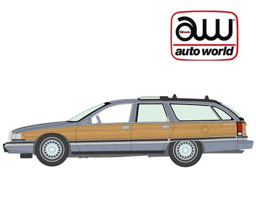 1/64 Auto World 1995 Buick Roadmaster Wagon (Light Adriatic Poly) Diecast Car Model