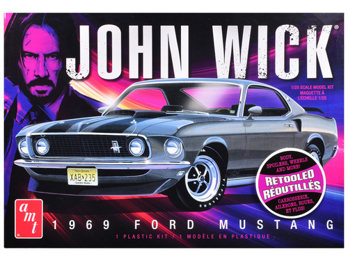 Skill 2 Model Kit 1969 Ford Mustang "John Wick" (2014) Movie 1/25 Plastic Model by AMT