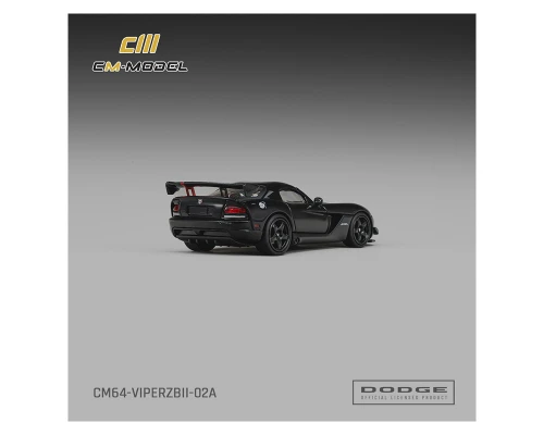 1/64 CM Model Dodge Viper ARC (ZBI) (Black with Viper Red Racing Stripes) Diecast Car Model