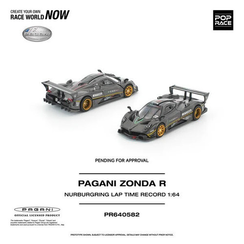 1/64 Poprace Pagani Zonda R Nurburgring Lap Time Record (Carbon Black) Diecast Car Model