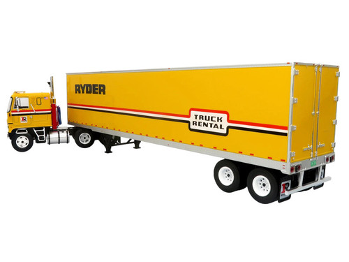 1970 GMC Astro 95 Tractor with Dry Van Trailer "Ryder Truck Rental" Yellow with Stripes "North American Vintage Truck Collection" Limited Edition to 504 pieces Worldwide 1/43 Diecast Model by Iconic Replicas