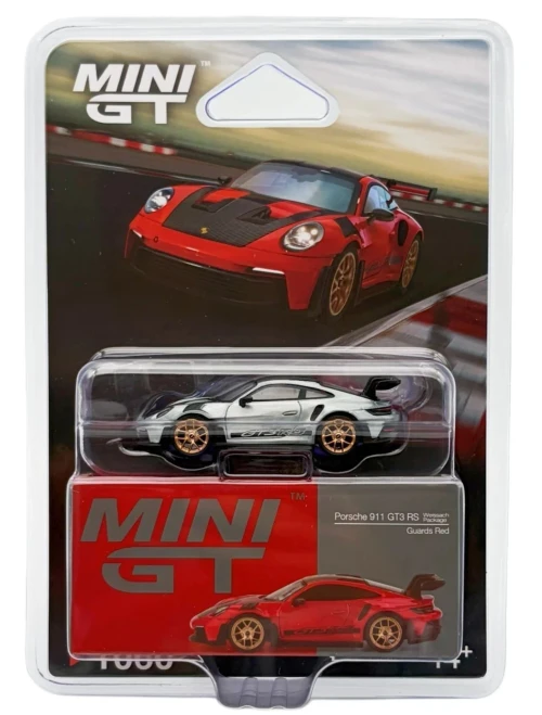 CHASE CAR 1/64 Mini GT Porsche 911 (992) GT3 RS Weissach Package (Chrome Silver with Gold Wheels) Diecast Car Model