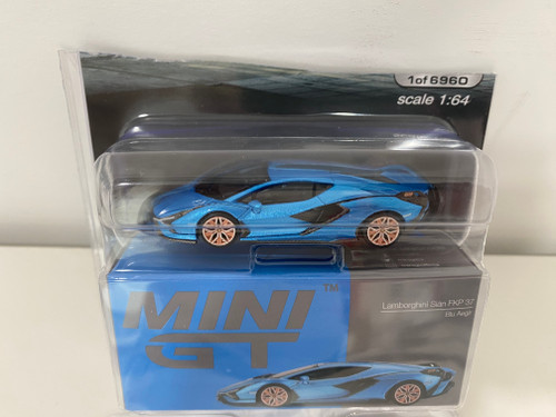 OPEN BOX AS-IS 1/64 Mini GT Lamborghini Sián FKP 37 (Ble Aegir Blue) Diecast Car Model