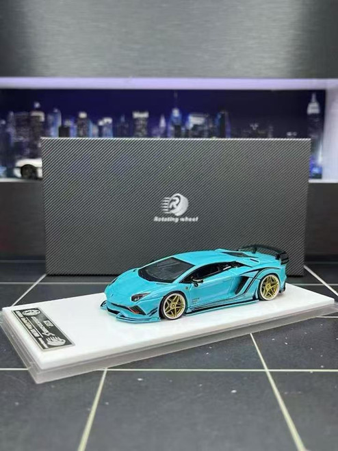 1/64 Rotating Wheel RW Lamborghini Rowen Aventador S (Blue) Diecast Car Model