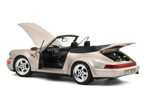 1992 Porsche 911 Carrera 2 Turbo Look Cabriolet Zermatt Silver Metallic 1/18 Diecast Model Car by Norev