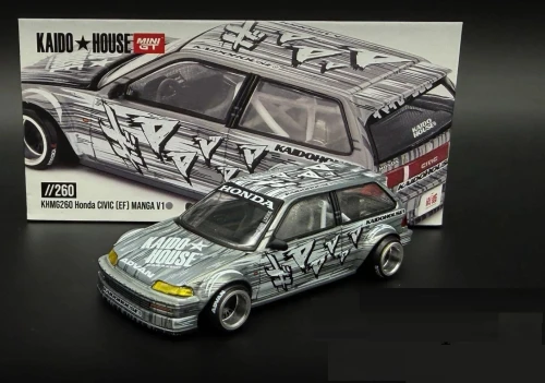CHASE CAR 1/64 Kaido House Honda Civic (EF) Kaido Manga V1 (Raw Metal Silver) Diecast Car Model