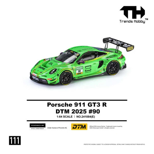 1/64 Trends Hobby 2025 Porsche 911 GT3 R DTM #90 (Green) Diecast Car Model
