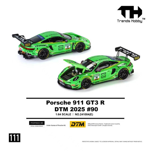 1/64 Trends Hobby 2025 Porsche 911 GT3 R DTM #90 (Green) Diecast Car Model