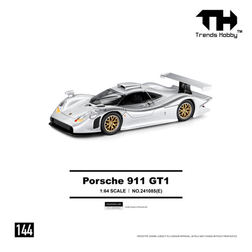 1/64 Trends Hobby 1998 Porsche 911 GT1 (Silver) Diecast Car Model