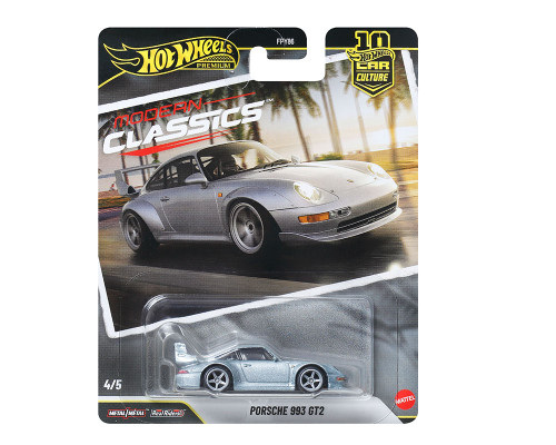1/64 Hot Wheels Premium Porsche 911 993 GT2 (Silver) Diecast Car Model