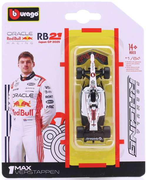 1/64 BBurago 2025 F1 Max Verstappen Red Bull RB21 #1 Winner Japan GP Diecast Car Model