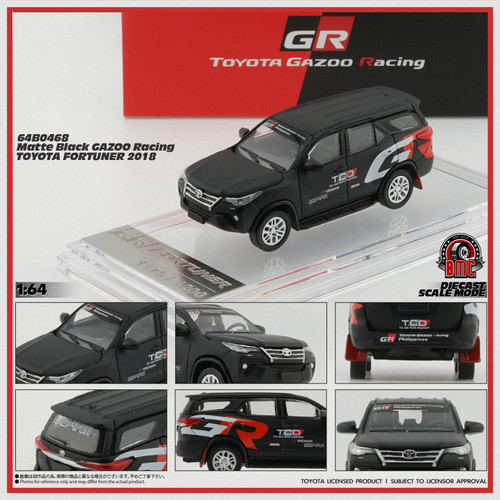 1/64 BMC 2018 Toyota Fortuner (Matte Black) GR Racing Diecast Car Model