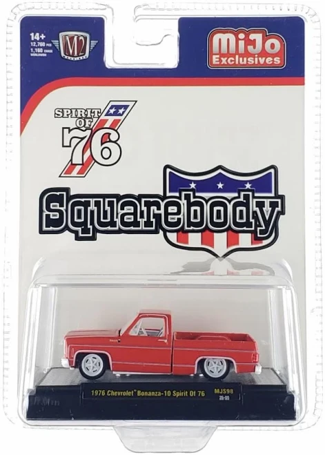 CHASE CAR 1/64 M2 Machines 1976 Chevrolet Silverado Bonanza-10 SPIRIT OF 76 Squarebody USA Special Edition (Red) Diecast Car Model
