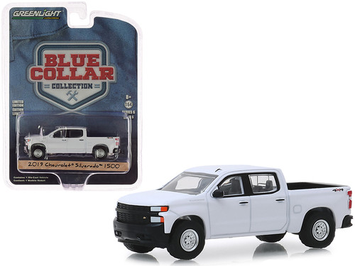2019 Chevrolet Silverado 1500 Pickup Truck White "Blue Collar Collection" Series 6 1/64 Diecast Model Car by Greenlight