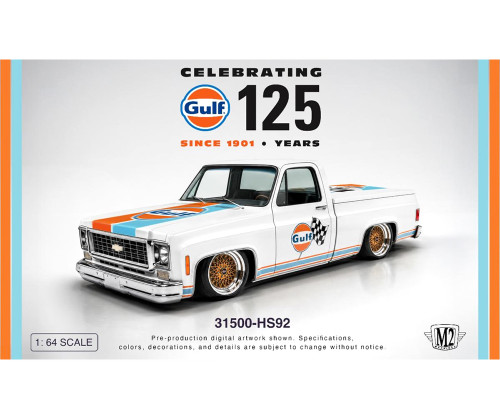 1/64 M2 Machines 1973 Chevrolet Custom Deluxe 10 “Gulf” (White
