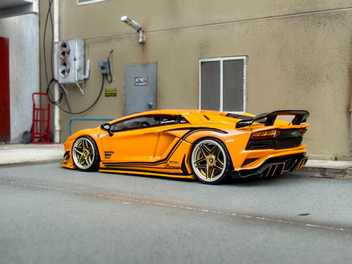 1/64 Rotating Wheel RW Lamborghini Rowen Aventador S (Orange) Diecast Car Model