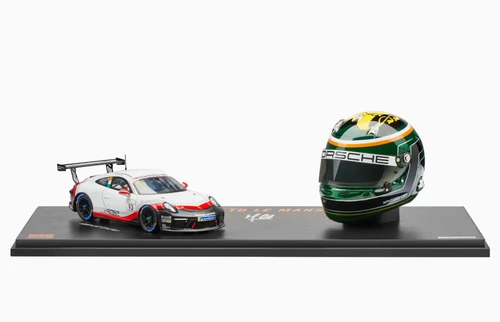 Dealer Edition 1/43 Porsche 911 GT3 Cup #93 Car Model & 1/5 Michael Fassbender Helmt Model Movie "Michael Fassbender - Road to Le Mans"