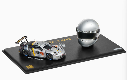 Dealer Edition 1/43 Porsche 911 RSR-19 #911 Car Model & 1/5 Michael Fassbender Helmt Model Movie "Michael Fassbender - Road to Le Mans"