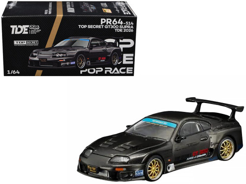 Toyota Supra "Top Secret" GT300 RHD (Right Hand Drive) Black Carbon "Thailand Diecast Expo 2026" 1/64 Diecast Model Car by Pop Race