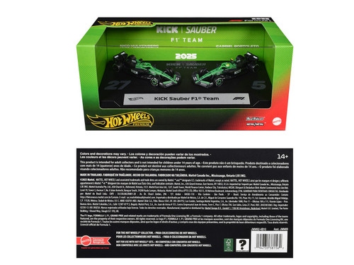 "Kick Sauber F1 Team" Formula One F1 World Championship (2025) 2 Piece Set Diecast Model Cars by Hot Wheels