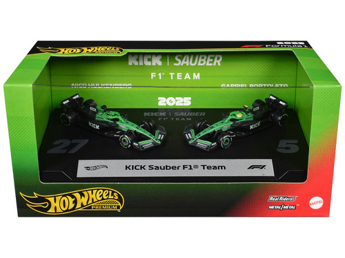 "Kick Sauber F1 Team" Formula One F1 World Championship (2025) 2 Piece Set Diecast Model Cars by Hot Wheels