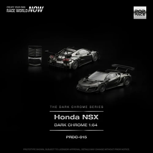 1/64 Poprace Honda NSX GT3 EV022 (Dark Chrome) Diecast Car Model