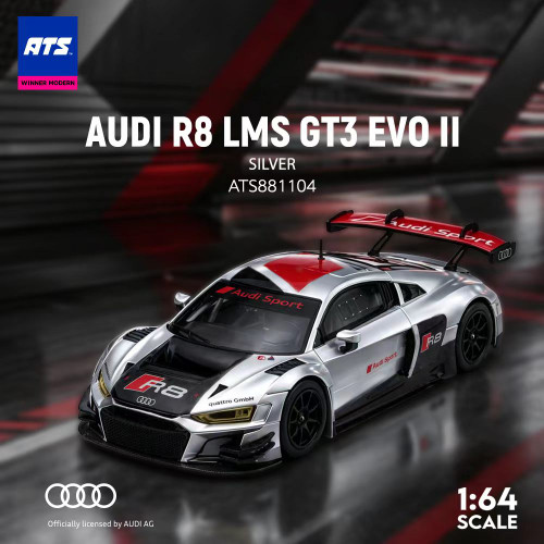 1/64 ATS & WM Audi R8 LMS GT3 Evo II (Silver) Diecast Car Model