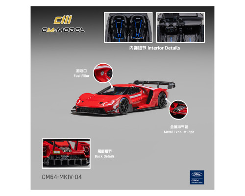 1/64 CM Model Ford GT MK IV (Rangoon Red) Diecast Car Model
