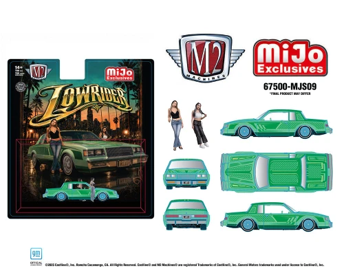 1/64 M2 Machines 1987 Buick Regal Lowriders (Green) with 2 Female Figures Diecast Car Model