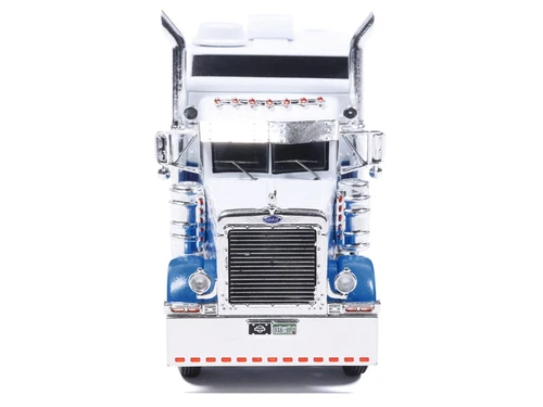 2002 Peterbilt 379 Truck Tractor White and Blue with Graphics 1/64 Diecast Model by IXO Models