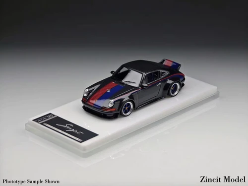 1/43 Zincit Model Porsche 911 Singer DLS (Black Carbon with Blue & Red Stripes) Car Model