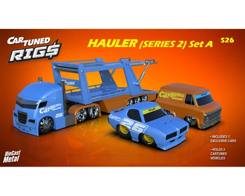 1/64 CarTuned Container Rigs Hauler Series 2 Open Cars Transporter with 2 Vehicles – Racing Set