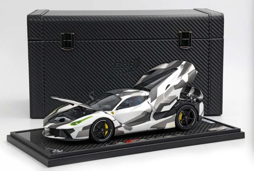 1/18 BBR 2012 Ferrari LaFerrari (White & Grey Camouflage) Full Open Diecast Car Model Special Leather Case Limited 20 Pieces