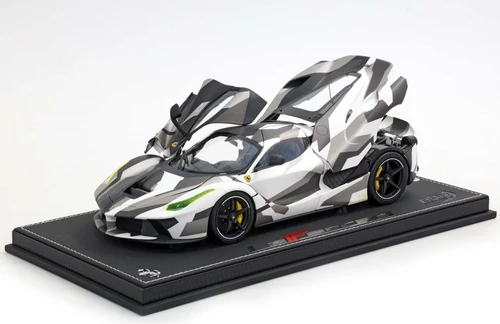 1/18 BBR 2012 Ferrari LaFerrari (White & Grey Camouflage) Full Open Diecast Car Model Special Leather Case Limited 20 Pieces