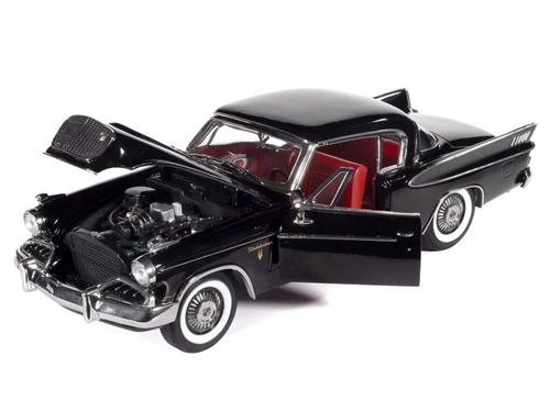 1957 Studebaker Golden Hawk Midnight Black with Red Interior 1/18 Diecast Model by Auto World