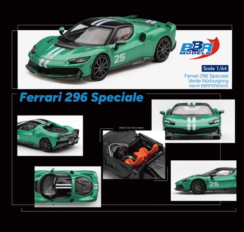 1/64 BBR Ferrari 296 Speciale (Verde Nürburgring Green) Diecast Car Model