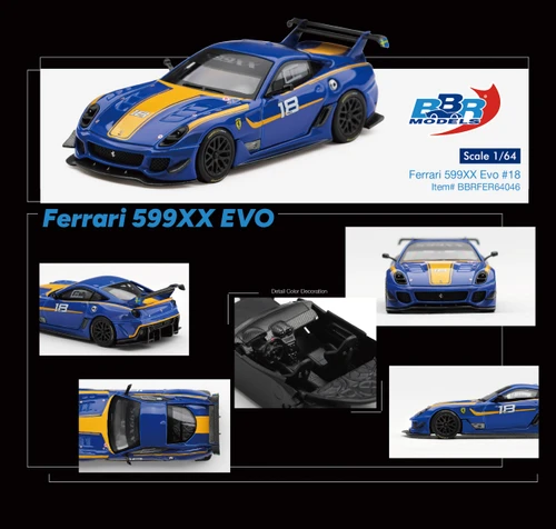 1/64 BBR Ferrari 599XX Evo #18 (Blue) Diecast Car Model