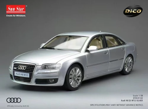 1/18 Dico Model 2004-2009 Audi A8 D3 W12 (Silver) Diecast Car Model Limited 299 Pieces