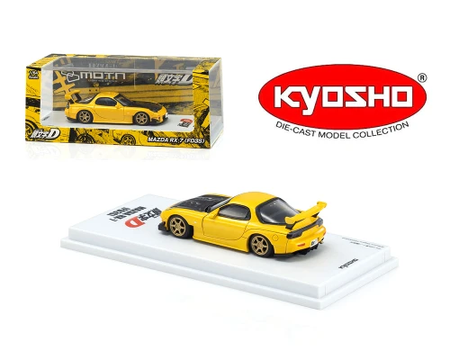 1/64 Kyosho Initial D Mazda RX-7 (FD3S) (Yellow) Diecast Car Model (MOTN LED Compatible)