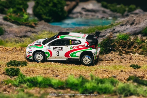 1/64 Tarmac Works Toyota GR Yaris Rally2 British Rally Championship 2024 Champion Chris Ingram, Alex Kihurani Diecast Car Model with 1 Pack of 2 Collectible Trading Cards