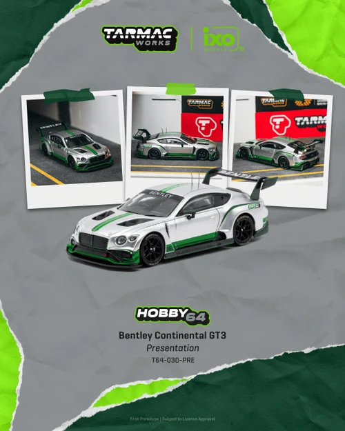 1/64 Tarmac Works Bentley Continental GT3 Presentation Diecast Car Model