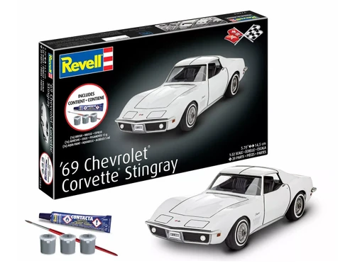 Level 3 Model Kit 1969 Chevrolet Corvette Stingray All-Included Kit 1/32 Scale Model by Revell