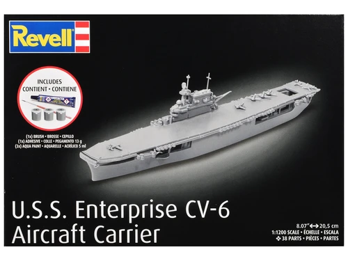 Level 4 Model Kit U.S.S. Enterprise CV-6 Aircraft Carrier All-Included Kit 1/1200 Scale Model by Revell