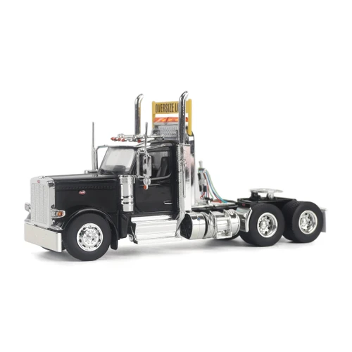 1/50 Diecast Masters Peterbilt Model 589 131-inches-BBC Day-Cab Tandem-Axle Truck Tractor (Black) Diecast Model
