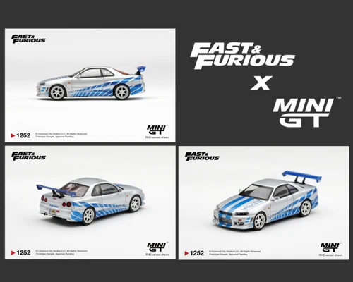 1/64 Mini GT Nissan Skyline GT-R C-West “2 Fast 2 Furious” Brian O’Conner Diecast Car Model