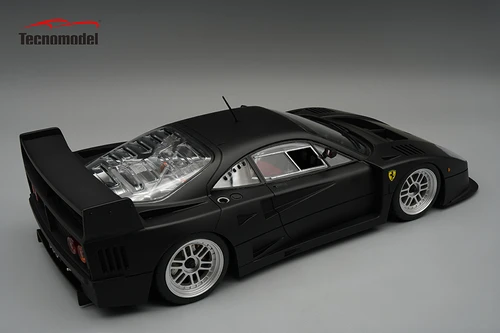 1/12 Tecnomodel Ferrari F40 LM 1996 Press Version Matte Black Color with Enkei Silver Wheels Limited Edition Car Model