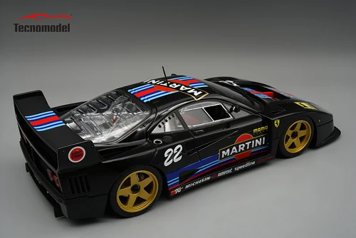 1/12 Tecnomodel Ferrari F40 LM 1996 Black Martini Version with Gold Wheels Limited Edition Car Model