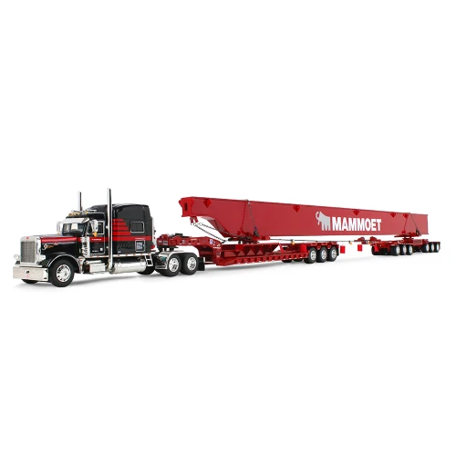 1/64 First Gear Peterbilt® Model 379 with 70” Mid-Roof Sleeper & Fontaine® Magnitude™ Lowboy   with Bunk & ERMC 6-Axle Hydra Steer with Bridge Beam Section Load Mammoet New Beam Load Diecast Car Model